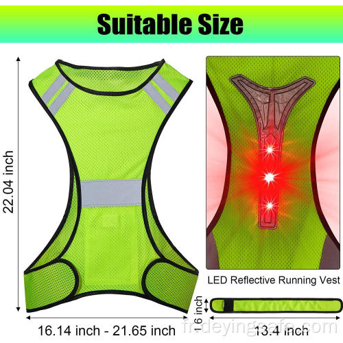 Gilet de course réfléchissant à LED Sécurité durable réglable